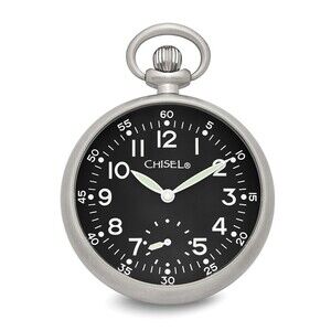 Kazi Luxury Chisel Stainless Steel Black Dial Pocket Watch